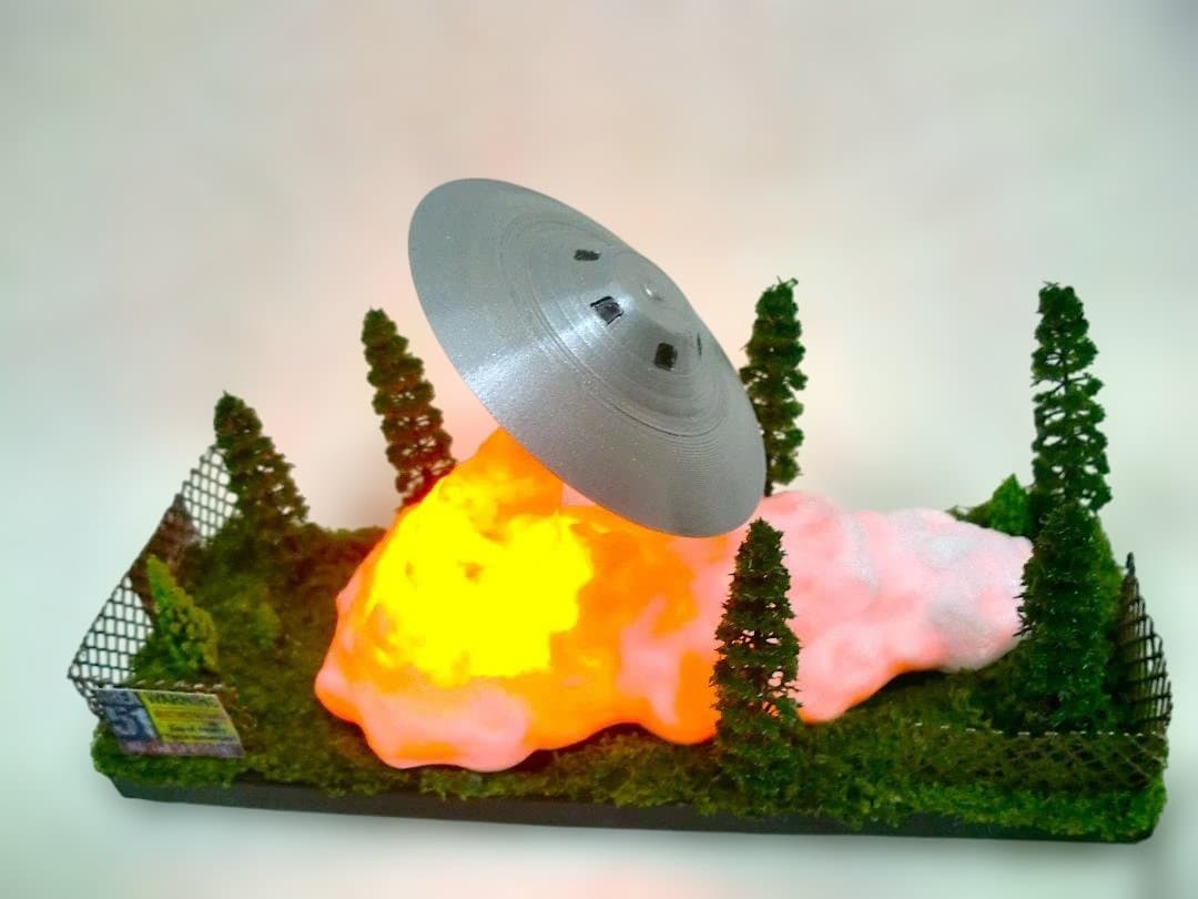 エリア５１UFOジオラマシリーズ火炎放射グレイフィギュアセット