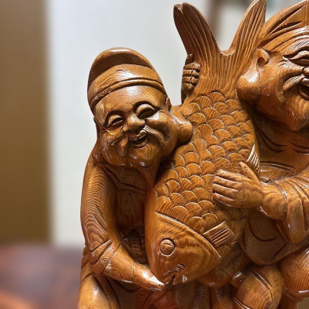 大黒天と恵比寿の木彫り