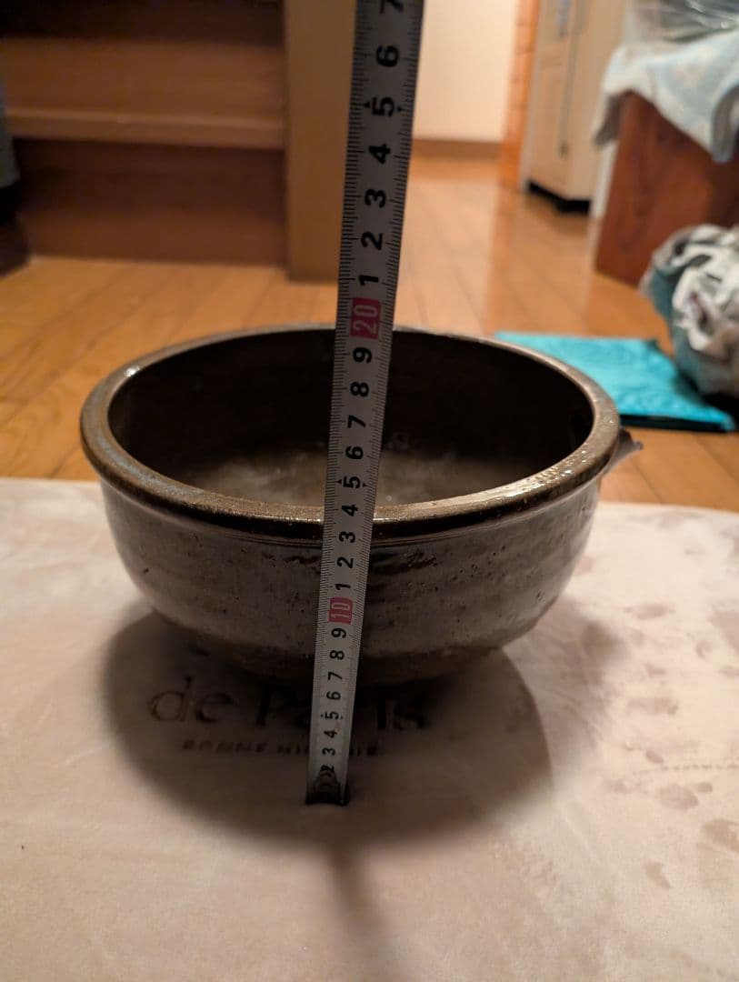 時代物片口鉢、陶器、先かけあり 丸型 約20cm