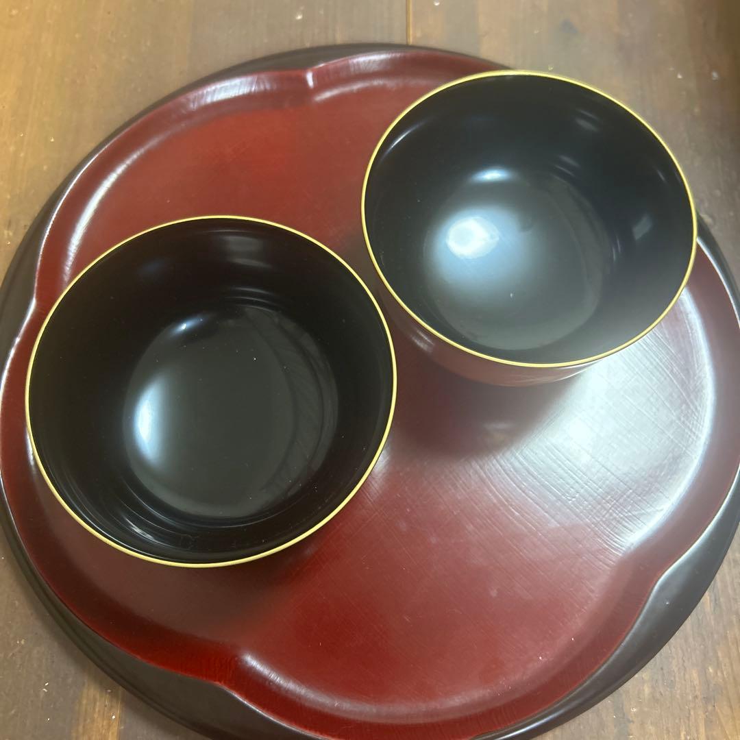 京都平安象彦　天然木　本漆塗　蒔絵　金箔　金彩　笹　夫婦椀