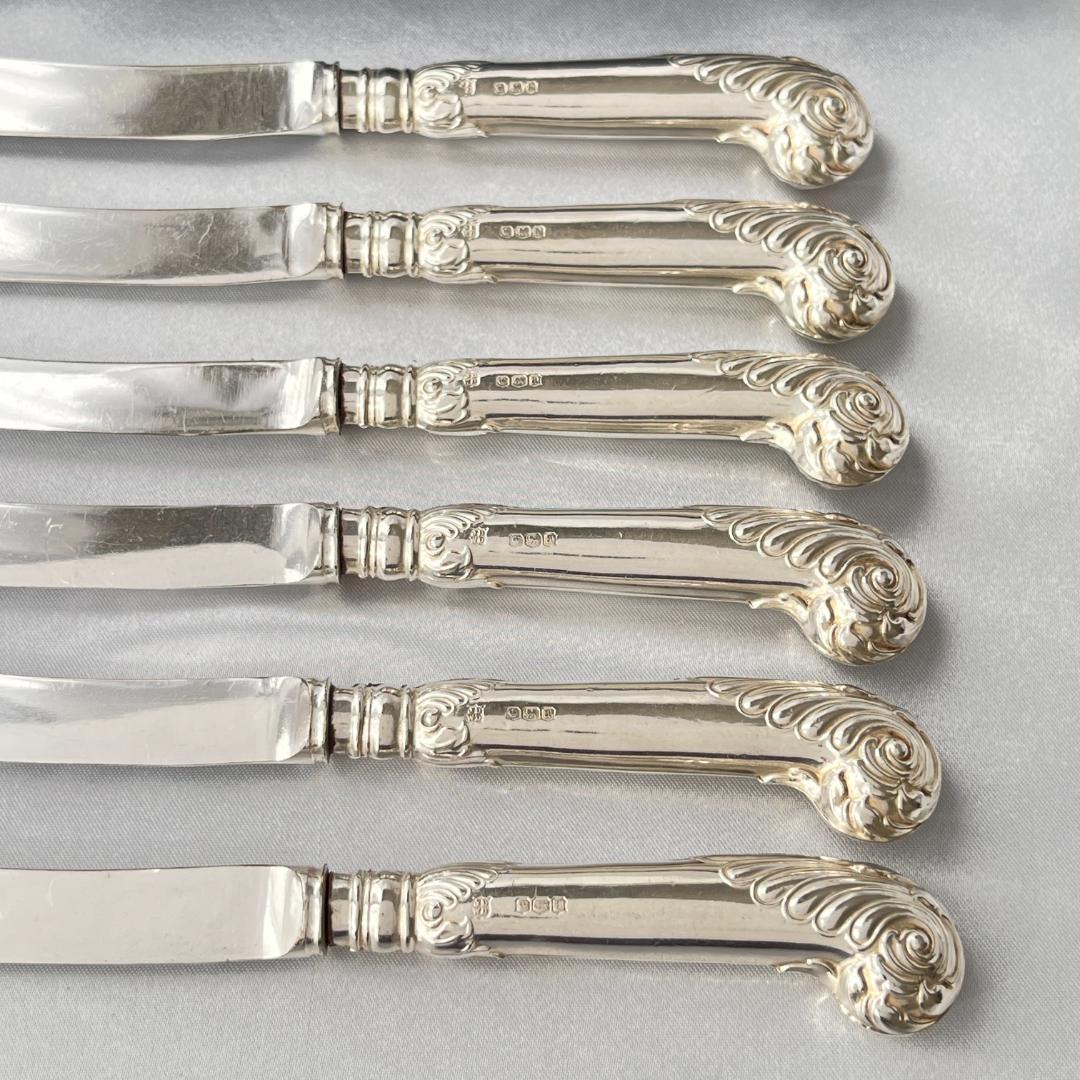 【James Deakin】 【純銀ハンドル】ロココの ティーナイフ 6本