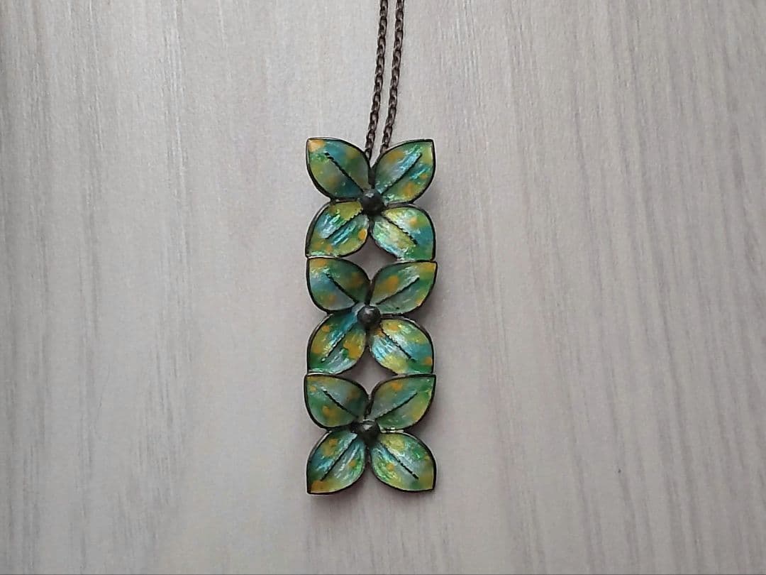 安藤七宝店 七宝焼 ネックレス ヴィンテージ 銀製 花