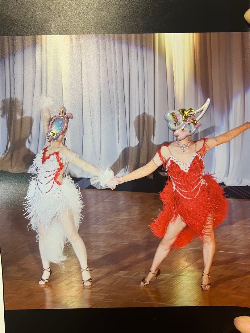 社交ダンス用赤と白のドレス　サイズS~M使用感ありません