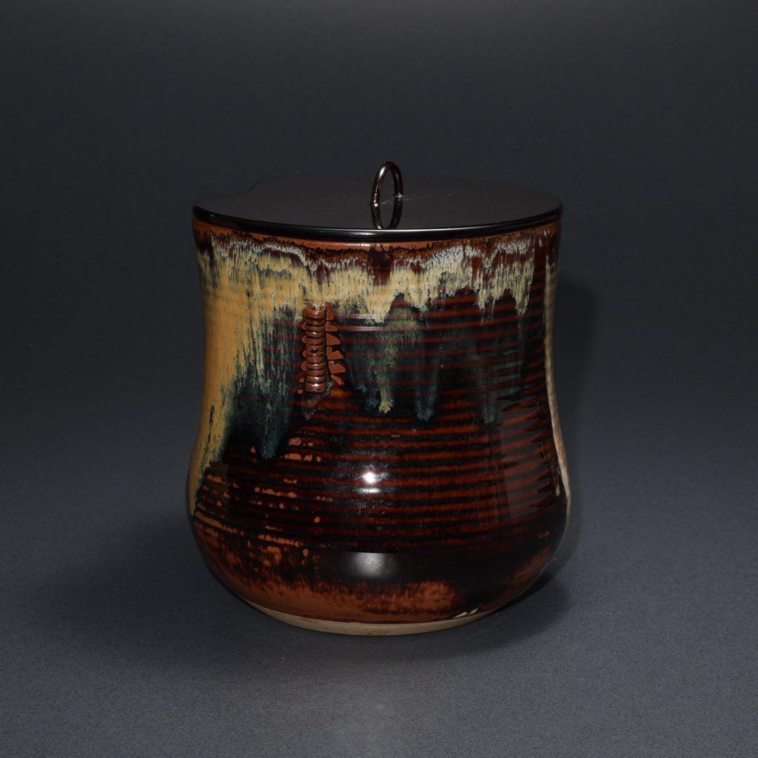 【茶道具】水指　高取　鬼丸雪山　共箱　6R1635ラ2