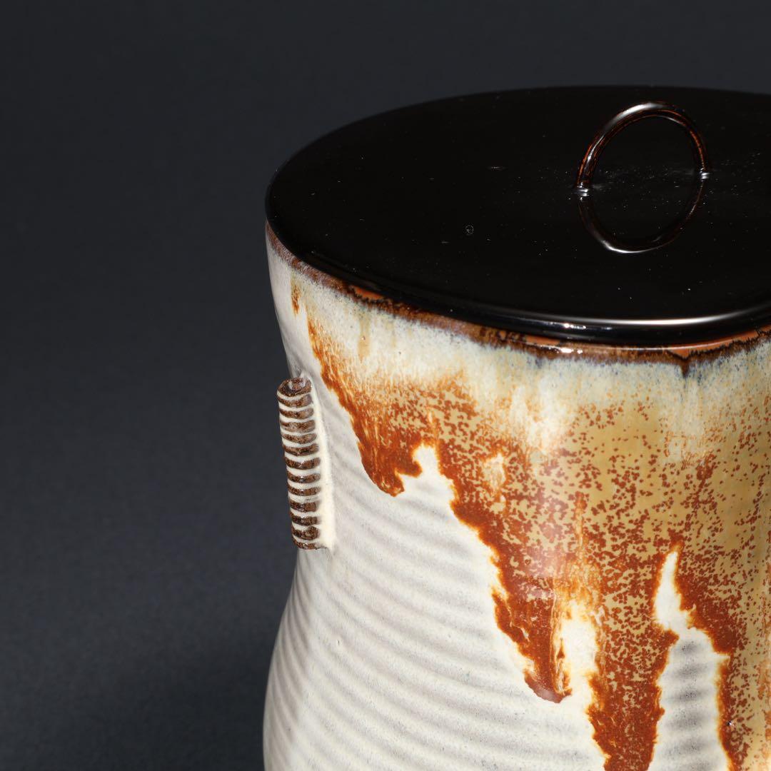 【茶道具】水指　高取　鬼丸雪山　共箱　6R1635ラ2