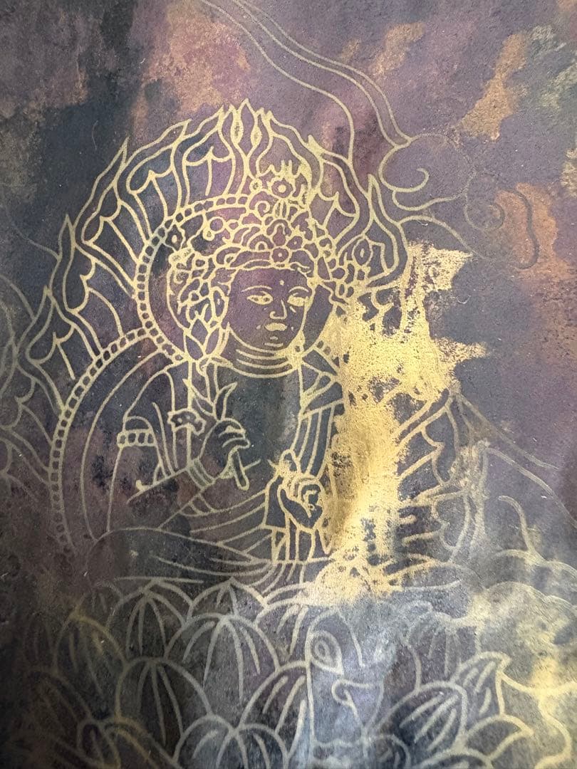 銅板　仏画　鳥に乗った仏様