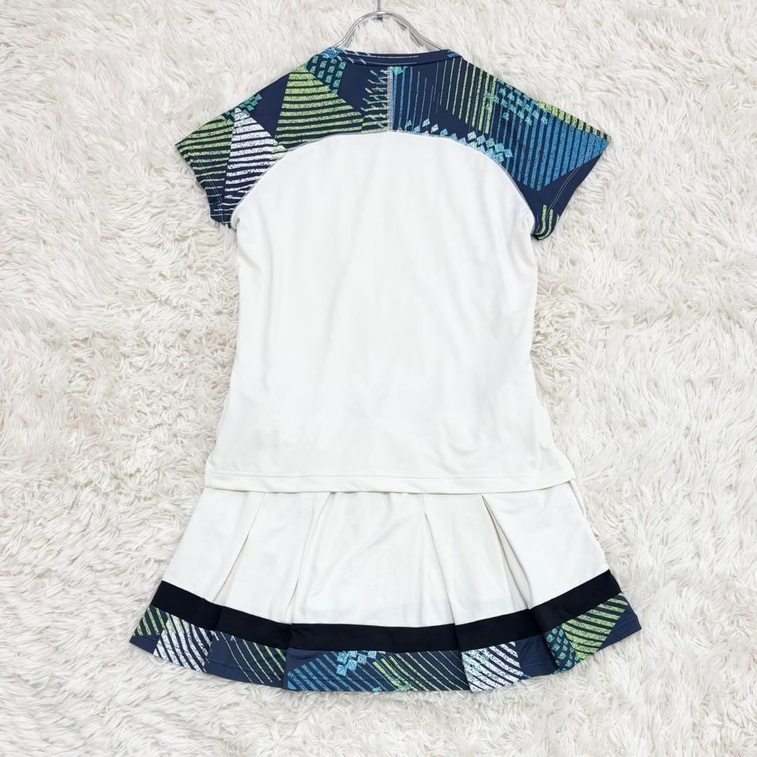 美品 Admiral テニスウェア トップス＆スカートセット 幾何学模様 L