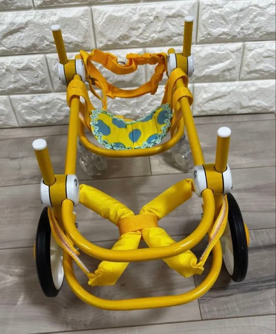 【オーダーメイド】犬車椅子　パーツ取り外し可能　頑丈　車輪回転良好 イエロー