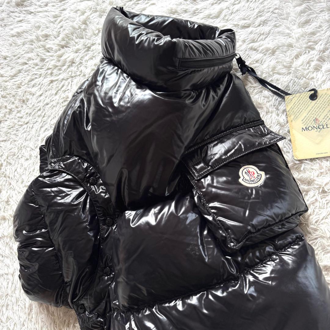モンクレール 犬用 ダウンジャケット　3way フード　刺繍ロゴ　ワッペン　黒