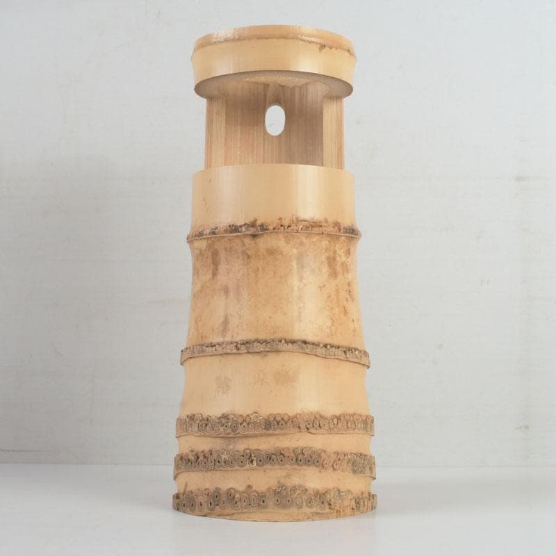 茶道具　淡完作　竹一重切花入　銘好日　紫野　長谷川寛州書付　共布共箱　V9747