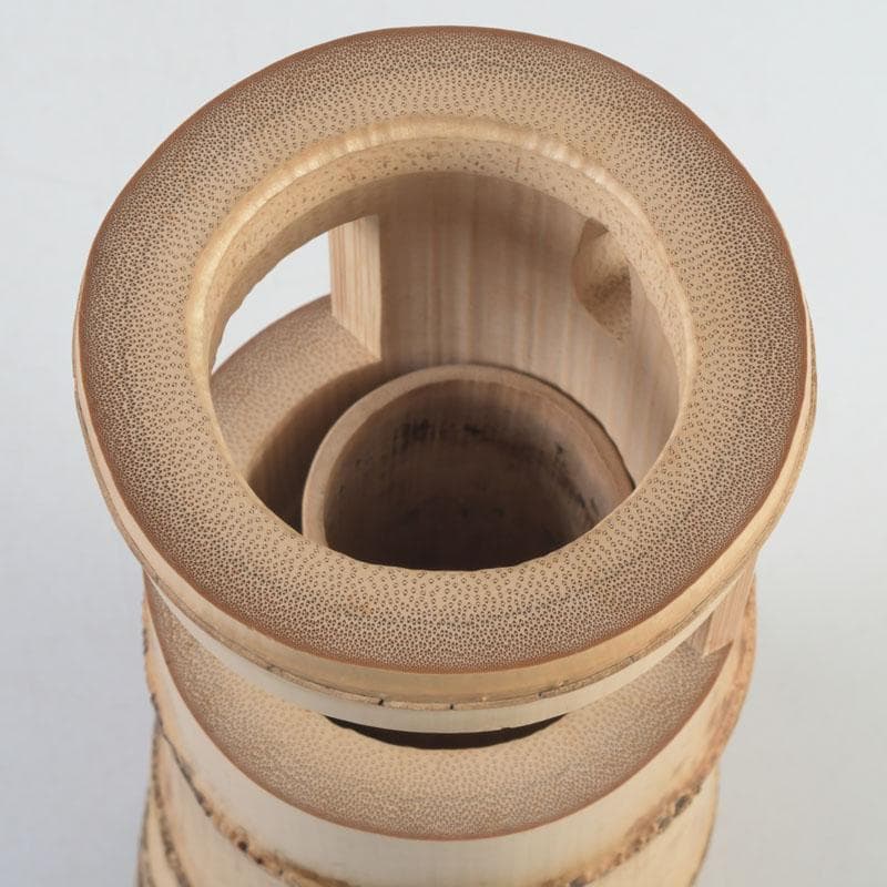 茶道具　淡完作　竹一重切花入　銘好日　紫野　長谷川寛州書付　共布共箱　V9747