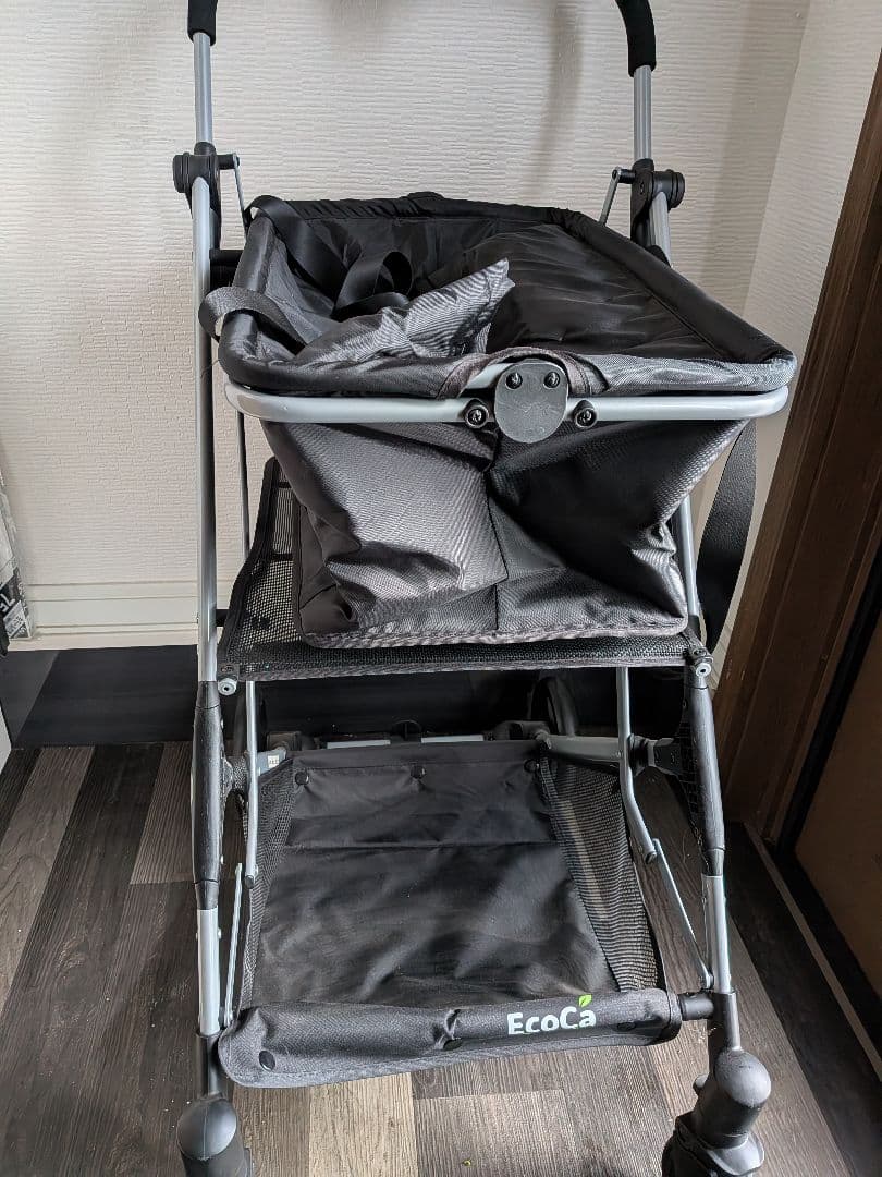 ギンナンEco Ca 折りたたみショッピングカート 黒 保冷バッグ