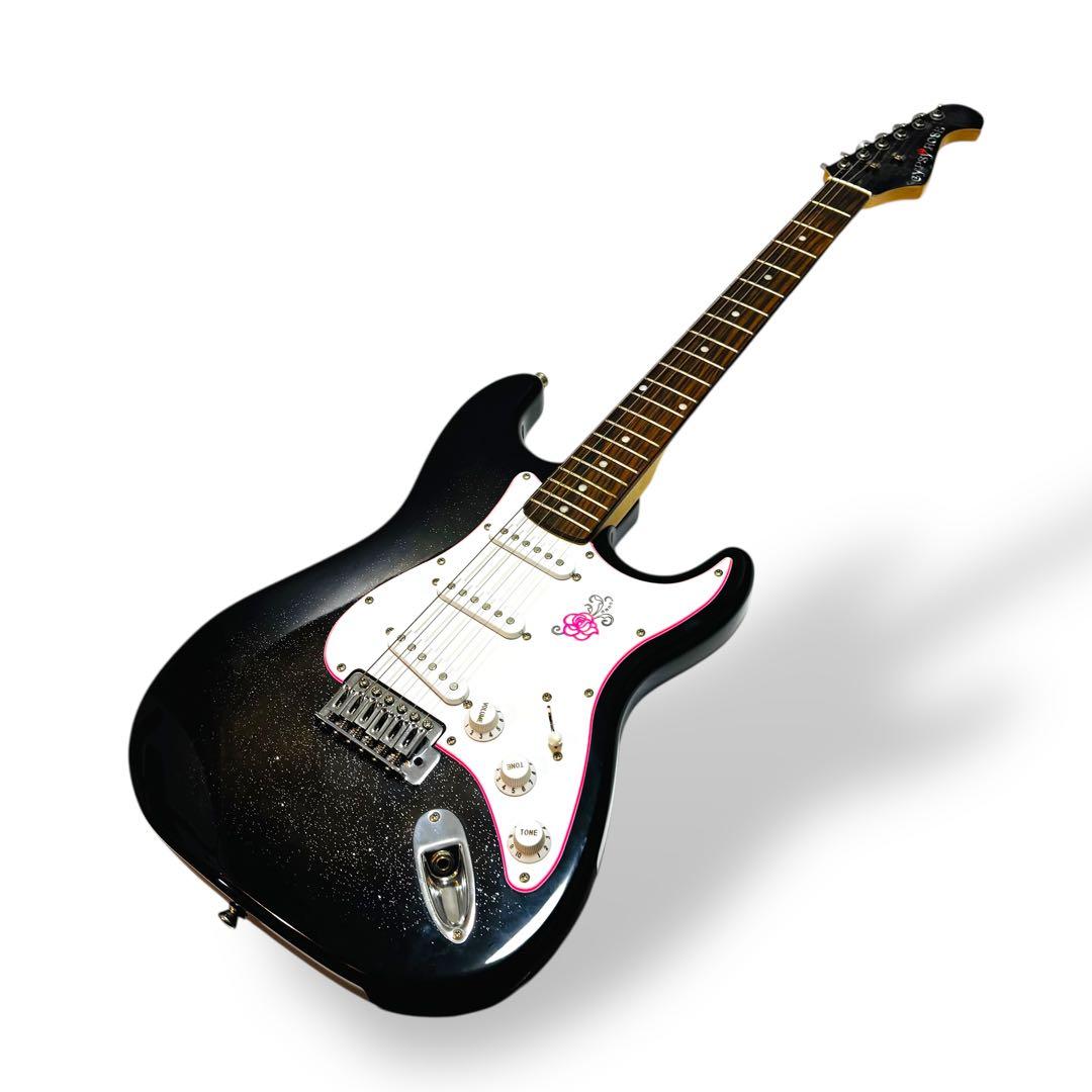 【希少な純正ケース付】ジプシーローズ エレキギター ラメ入 女性向けギター