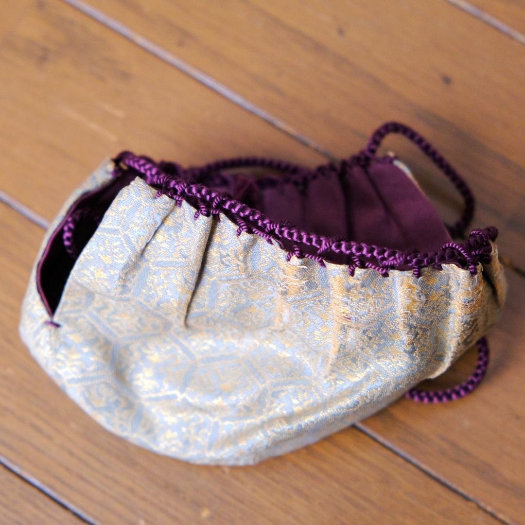 和風デザイン 茶壷・茶入用絹製巾着袋