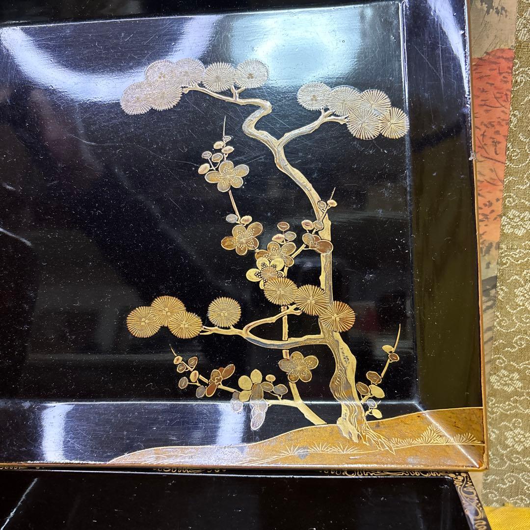 古美術 大名弁当 梅 　松 手提箱 漆器 時代物 稀少物