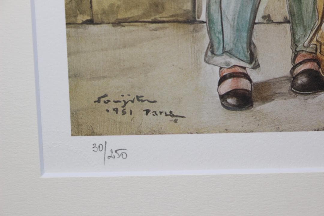 藤田嗣治 エスタンプリトグラフ「二人の少女」 30/250