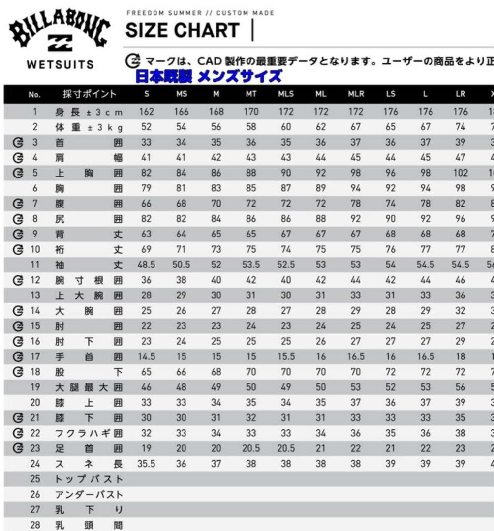 BILLABONG ビラボン ML スプリングウェットスーツ 半袖 ブラック