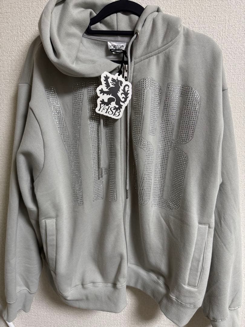 YOASOBI YASB ラインストーン ロゴ ZipフーディーLサイズ グレー