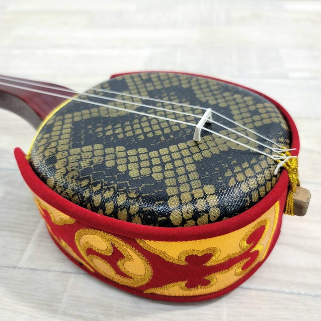 【良品】沖縄三線 工四合 人工皮 三味線 概ねきれい