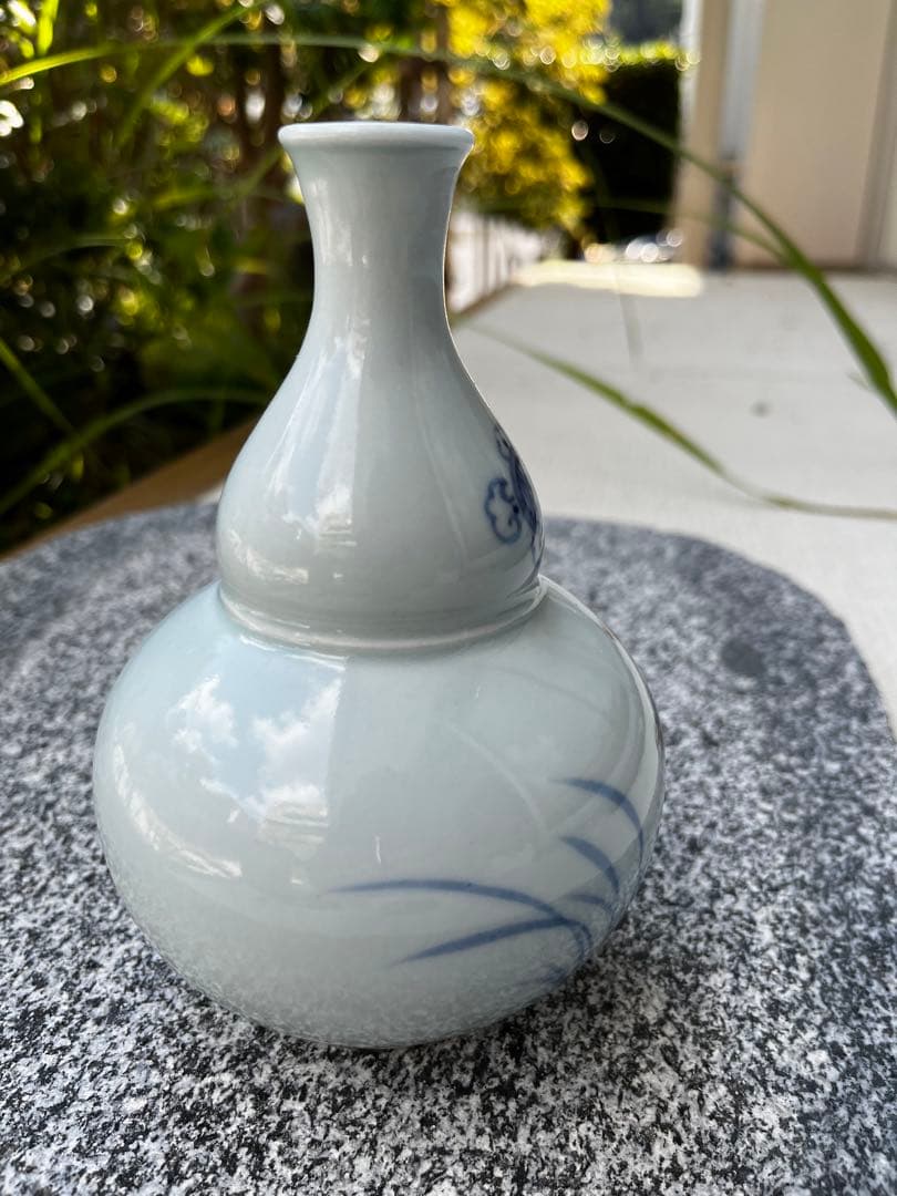 韓国の人間国宝　安藤五作　花瓶　木製台座付　焚川窯　アンティーク　共箱付