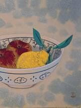 【真作】絵画　日本画　果実と器の日本画静物　色彩の調和　現代和モダン　Y22