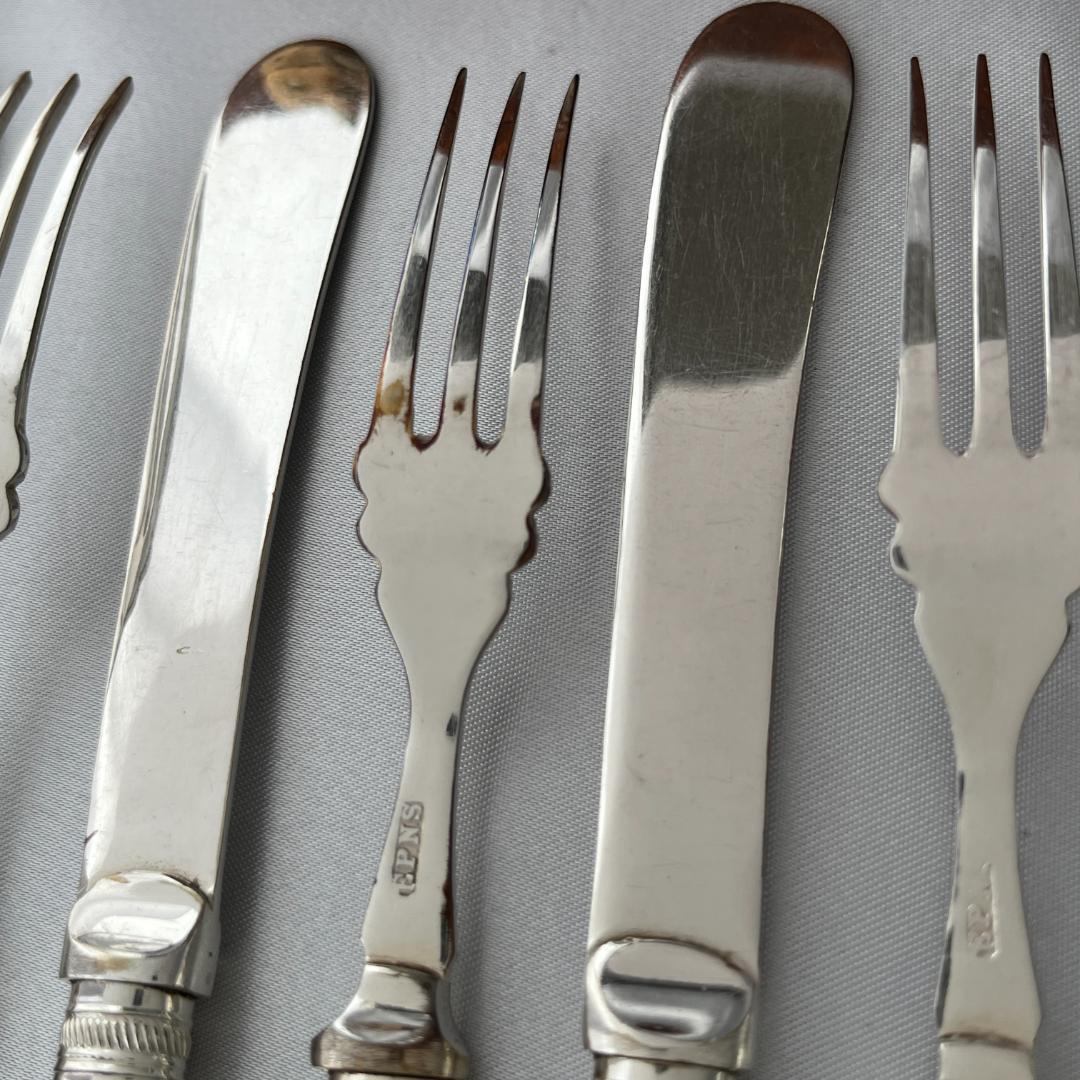 【英国】【白蝶貝】デザート / フルーツセット 12本 マザーオブパール ケース