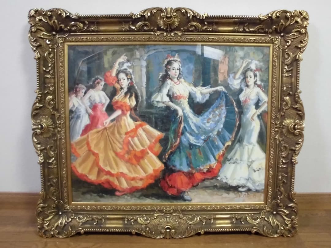 フラメンコ　豪華な大型額縁　F30号　サイズ　＜引き取り限定＞