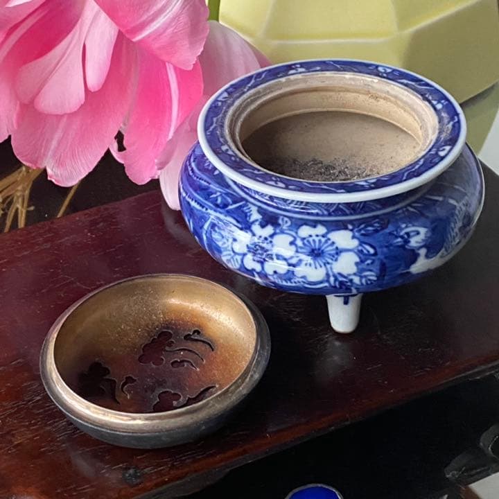 1908様感謝‼️SILVER銀火屋　桜&鳳凰　三つ足香炉　1客