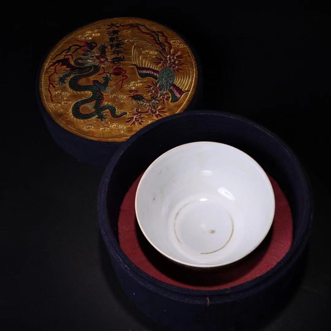 貴重品、旧蔵収、清代宮廷御蔵珍しい手描きエナメル彩陶器碗