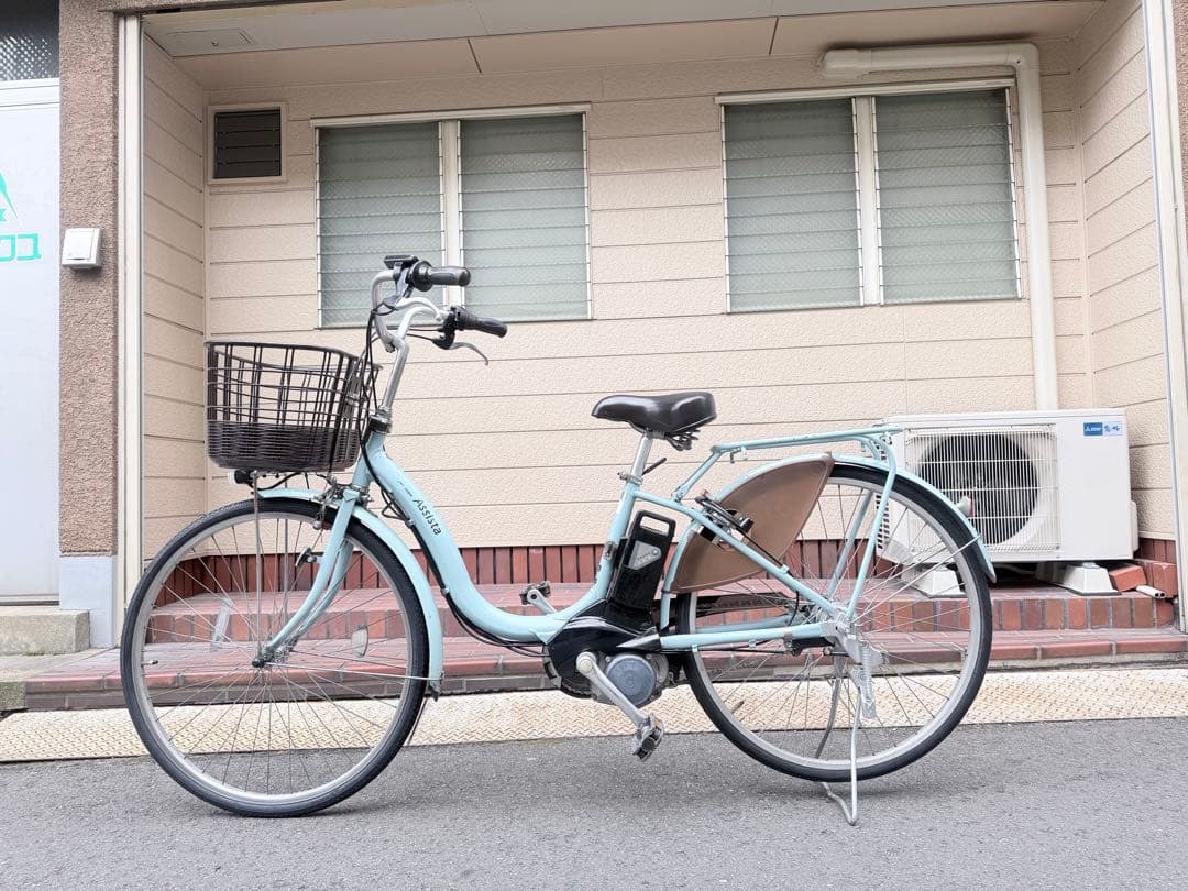 大阪府　ブリヂストン　自転車 水色 シティタイプ 前面バスケット付き