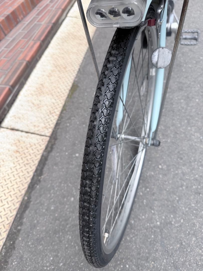 大阪府　ブリヂストン　自転車 水色 シティタイプ 前面バスケット付き
