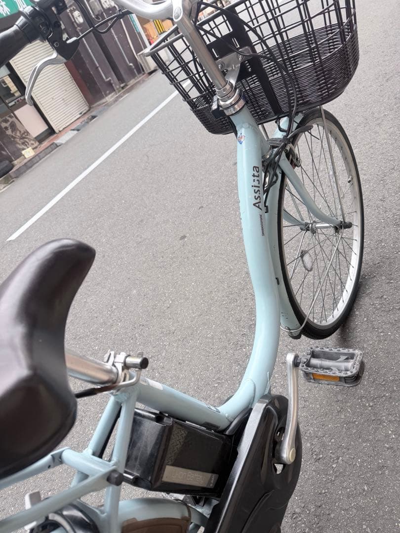 大阪府　ブリヂストン　自転車 水色 シティタイプ 前面バスケット付き