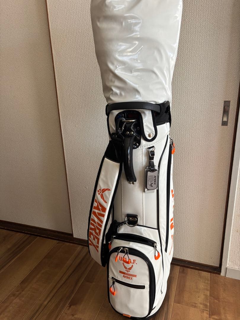 シゲ　　　AVIREX キャディバッグ ホワイトオレンジ