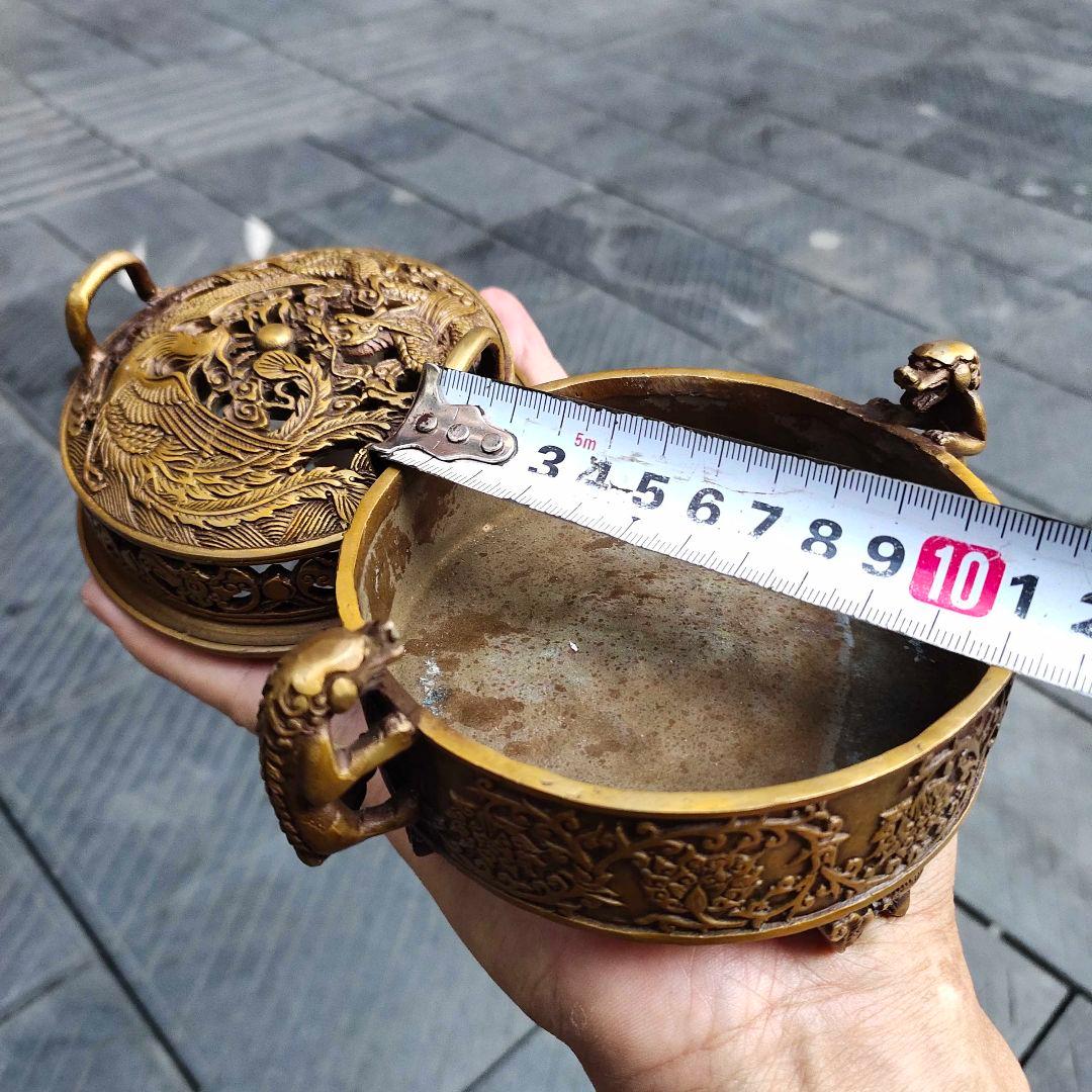 龍鳳香炉 銅 細工 装飾品 現代工芸品 美術品 置物