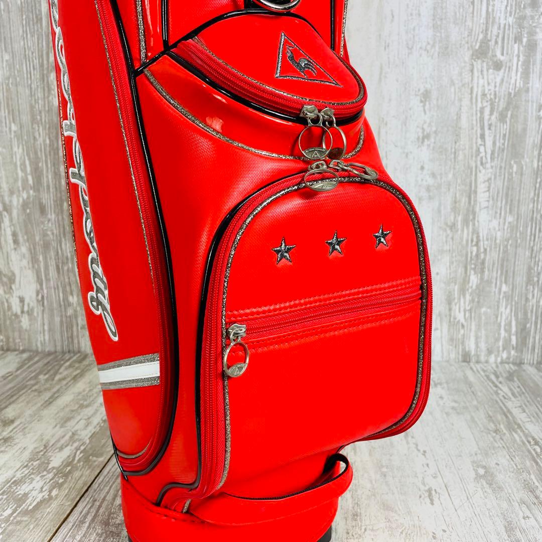 le coq sportif レディース　キャディバッグ　レッド　シルバーラメ