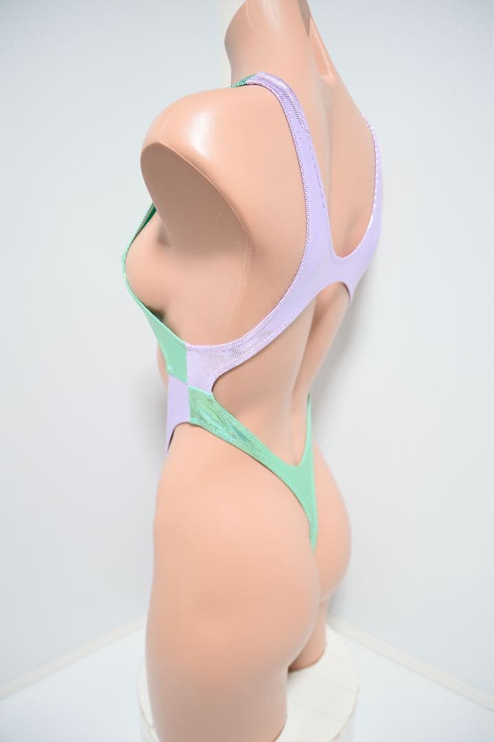 ナンジャモ風ハイカットレオタード グリーン パープル