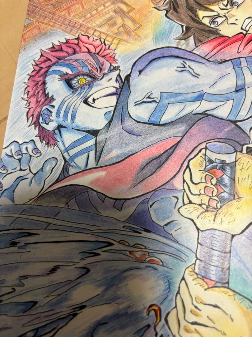 鬼滅の刃　手描き　イラスト　色鉛筆