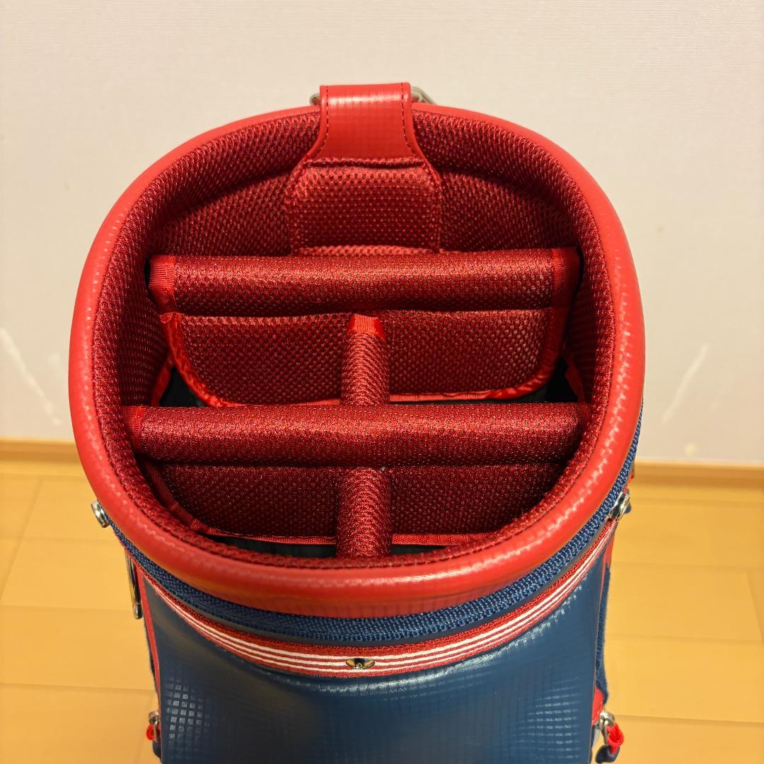 希少　アディダス　キャディバッグ　ゴルフバッグ　ネイビーxレッド　ギンガム