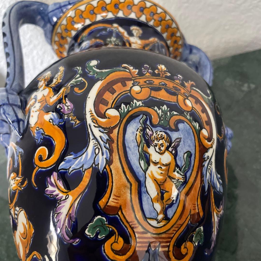 GIEN ジアン　フランス　花瓶　花びん　アンティーク　花器　取って付き　洋風