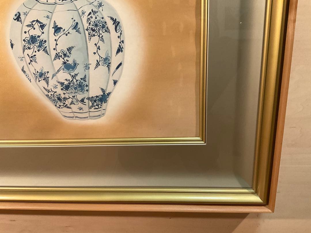 小倉遊亀　「洋壺」　木版画　刷り込みサイン・落款・作品証明シール有り