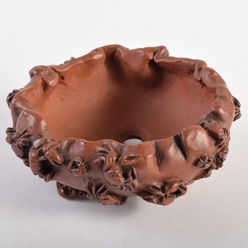 subarujp2005　紫泥　蟹刻　小さな植木鉢　盆栽鉢　M　R8812