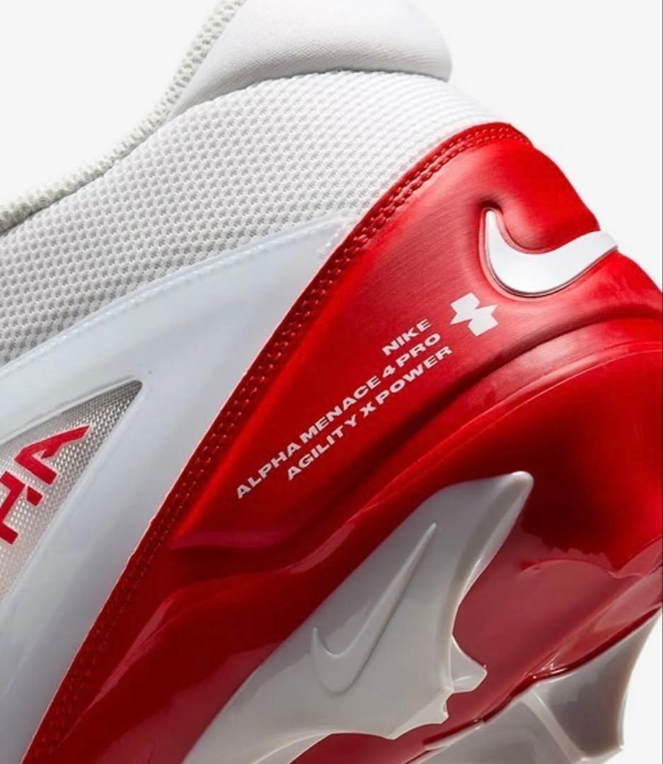 ナイキ 27.5 アルファメナス プロ アメフト スパイク シューズ 靴 白 赤