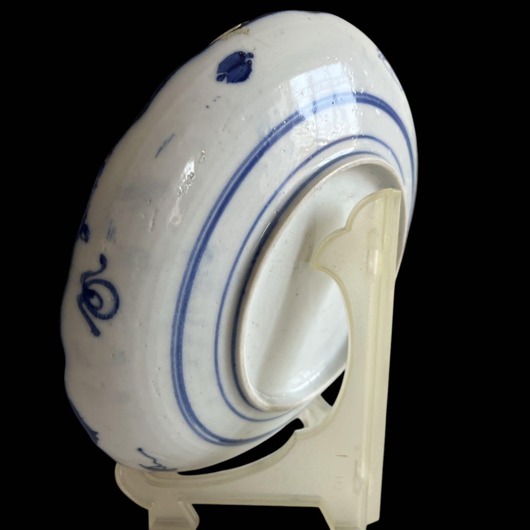 伊万里 中皿 アンティーク 明治前期 熊本城入場図 染付け 皿 骨董品