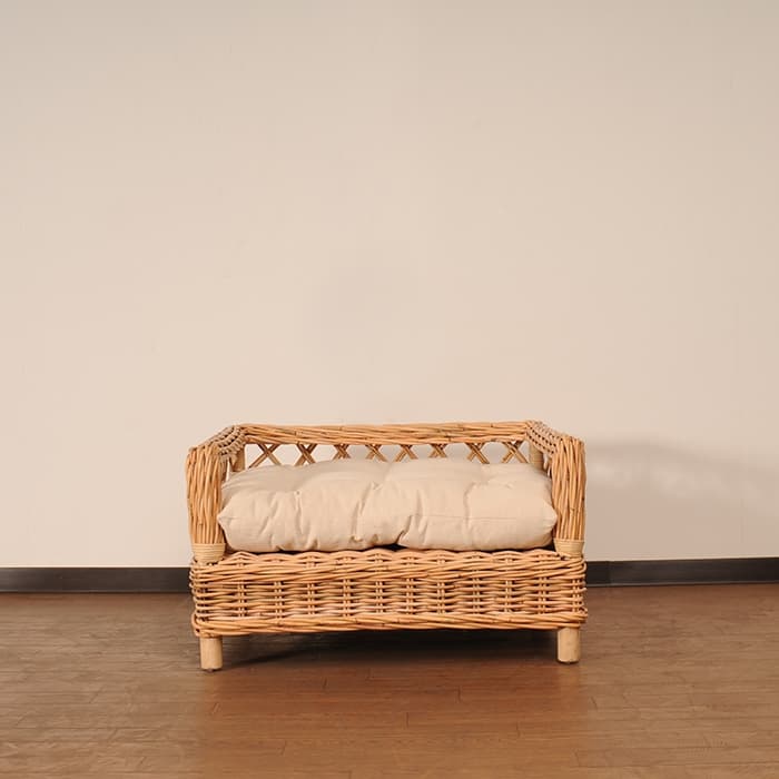 【ラタン家具】　ペットベッド　ナチュラル　（天然ラタン使用）