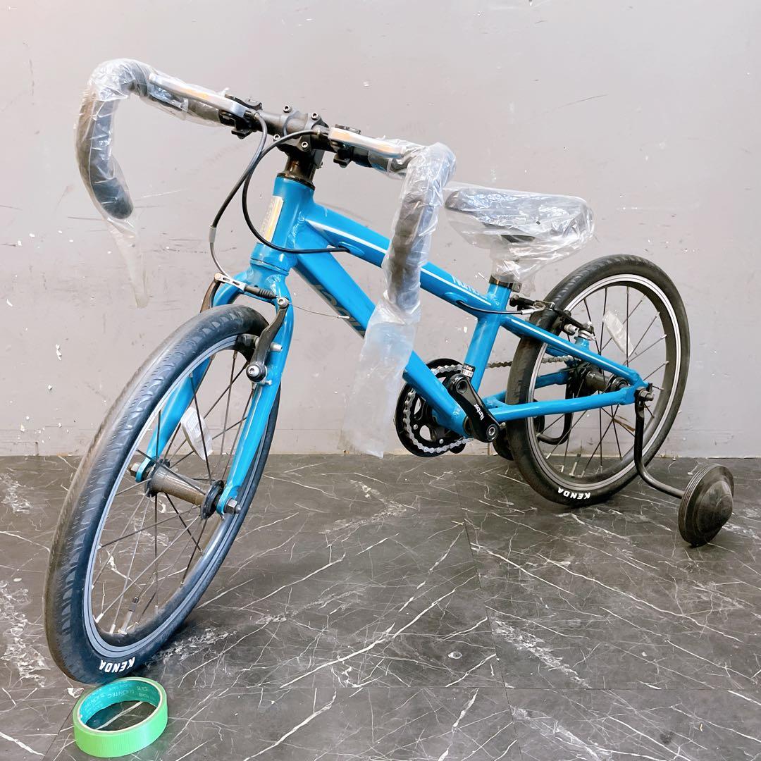 【921】ロードバイク風 子供車 Number ブルー 補助輪付き