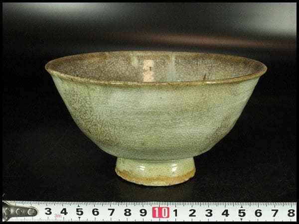 古美術 李朝 高麗 青磁 茶碗(K-A639)