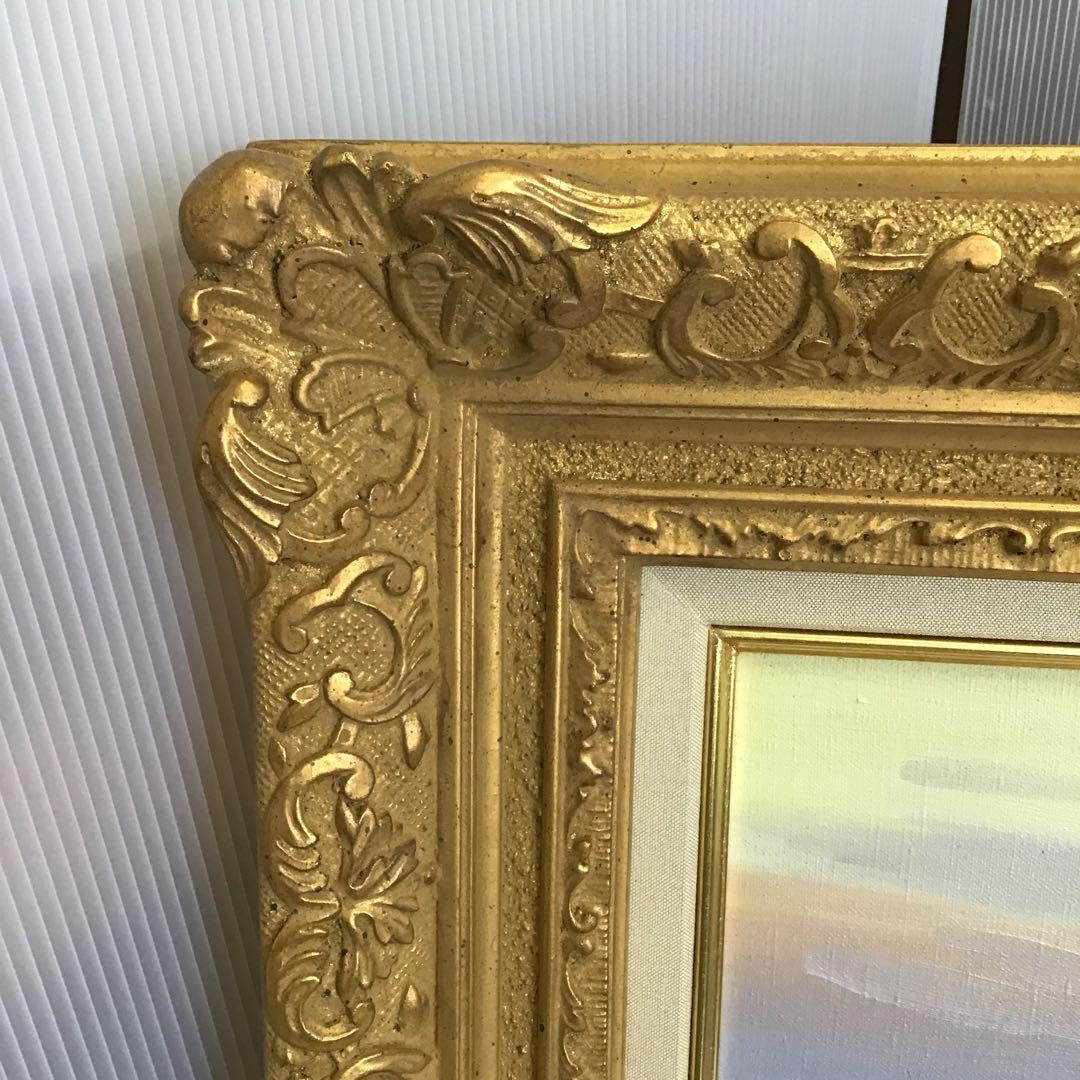 絵画　油彩画　日没　８号　鄭義富作　韓国アーティスト　共箱　S1017KG