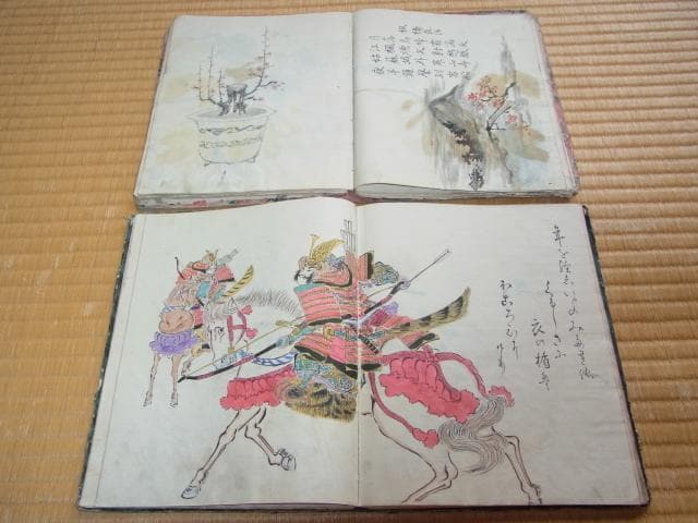 明治30年頃◆桐生市実業家『前原悠一郎』直筆 色付き水墨画集 2冊各100ページ