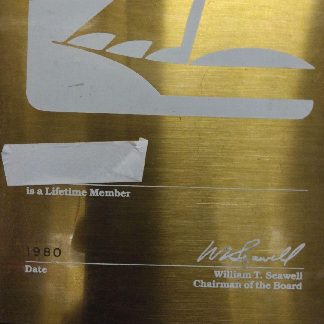 ['80年] パンナム航空 Clipper Club 生涯会員証金属製プレート