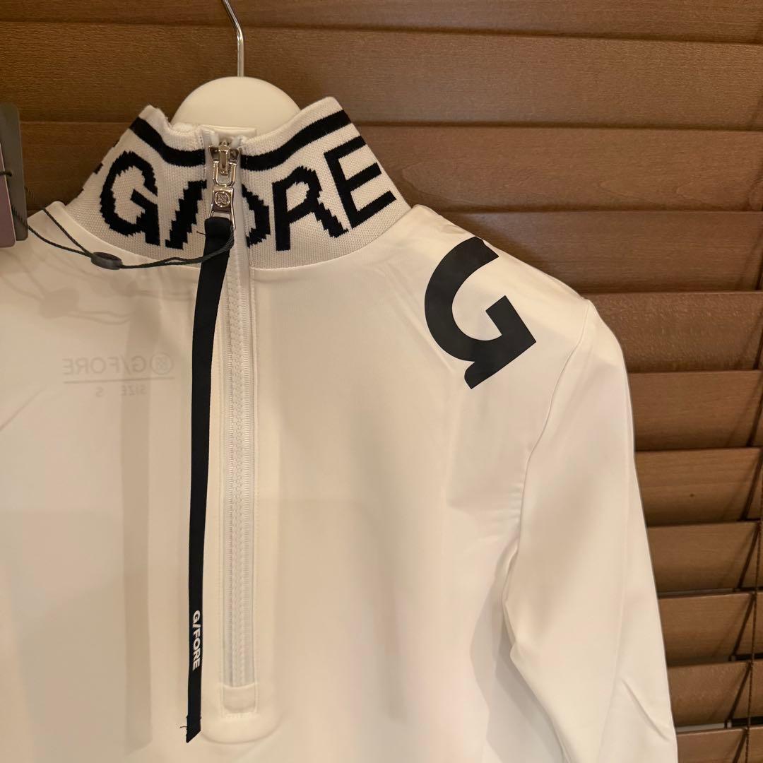 【L】G/FORE ジーフォア ゴルフ カットソー モックネック長袖Tシャツ 白
